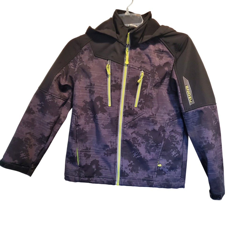 Snozu Boys Camo Softshell Jacket Hooded Zip Front Water Resistant Size M 10 12‎
